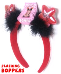 These cute and sexy Hen Party boppers feature black marabou fluff and flashing red stars. The stars 