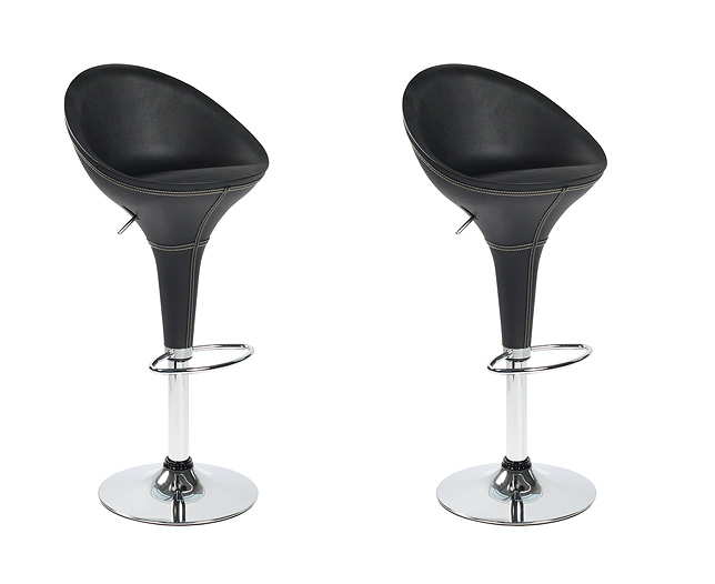 Unbranded High Back Leather Bar Stool x 2 - Black and Black Save andpound;10