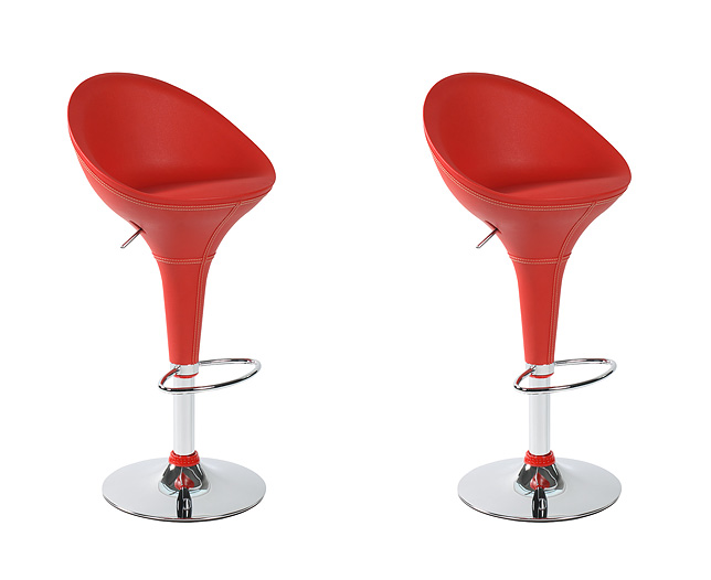 Unbranded High Back Leather Bar Stool x 2 - Red and Red Save andpound;10