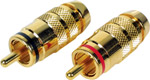 A range of metal barrelled   gold-plated phono line plugs with different cable entry diameters to ma