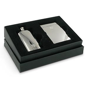 Unbranded Hip Flask Business Card Holder Gift Set with