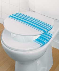 Horizontal Blue Stripe Toilet Seat