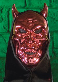 Unbranded Horror Mask - Metallic Red Devil Mask with Hood