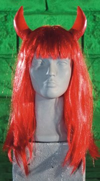 Unbranded Horror Wig - Red Devil with Horns
