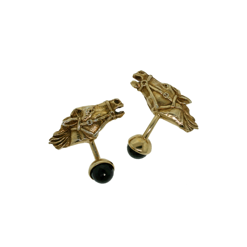 Unbranded Horse Head Cufflinks - Gold and Onyx