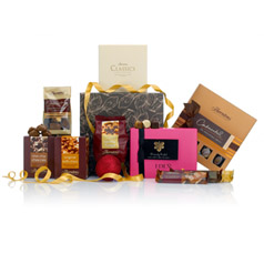 Our best-selling chocolate hamper comprises milk, dark and white chocolates, fudge, toffee, nougat a