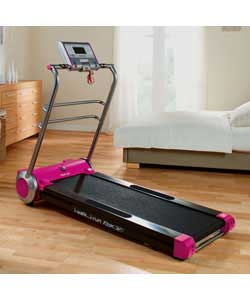 1.5HP motor.Speed range 0.8-14km/h.2 levels of incline.Manual fold.Large backlit LCD console.3