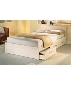 Ice White Double 3 Drawer Bedstead with Sprung Mattress