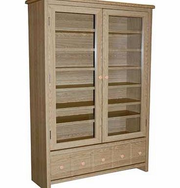 Versatile free standing multimedia store with tempered glass doors. Adjustable shelves hold up to 409 CDs or 224 DVDs / Blu-rays / computer games or alternatively its a great general display/bookcase. The sliding lower storage drawer is detailed to l