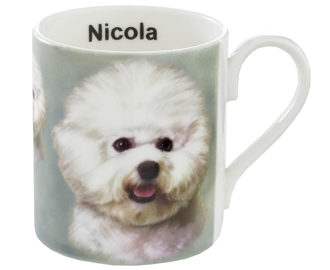 Unbranded Illustrated Dog Bone China Mug - Bichon