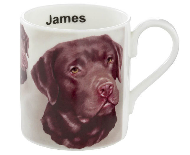 Unbranded Illustrated Dog Bone China Mug - Chocolate Labrador