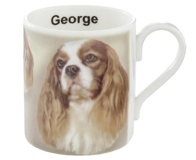 Unbranded Illustrated Dog Bone China Mug - King Charles Spaniel