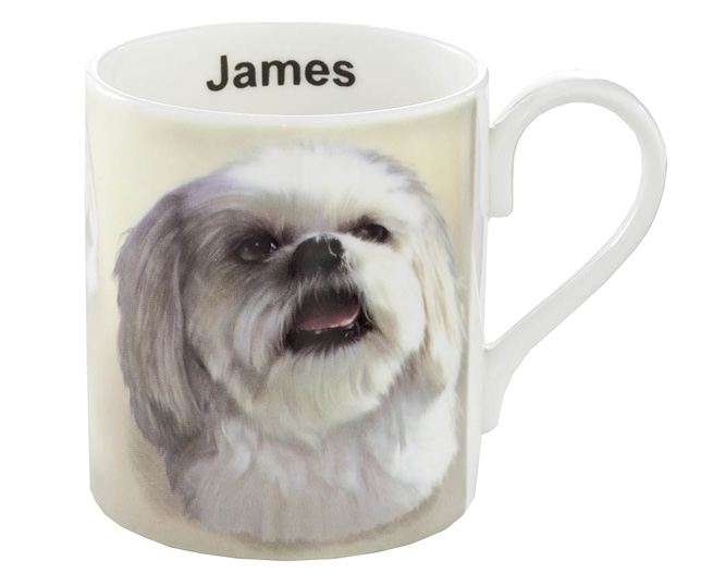 Unbranded Illustrated Dog Bone China Mug - Lhasa Apso