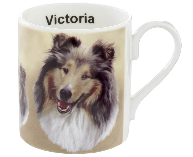 Unbranded Illustrated Dog Bone China Mug - Rough Collie