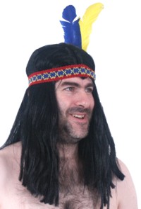 Indian Brave Wig with Feather and Headband