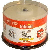 Ultra-fast DVD recording is yours with this 50 pack of 16 x speed Infiniti DVD-R single-layer discs,