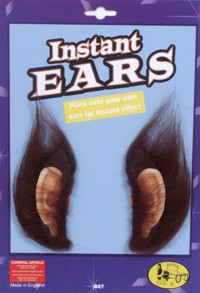 Pop over fake fur ears, fantastic for wolves. These do not require glue, they just slip over your