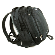 Large 40 litre backpack with padded notebook section. Comfortable padded waist strap and sternum str