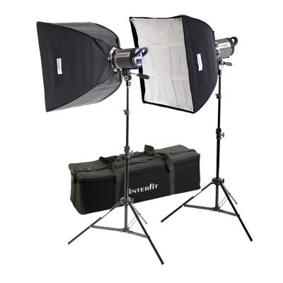 The INT465 twin softbox kit is a good all round combination for soft portrait lighting, fashion or w