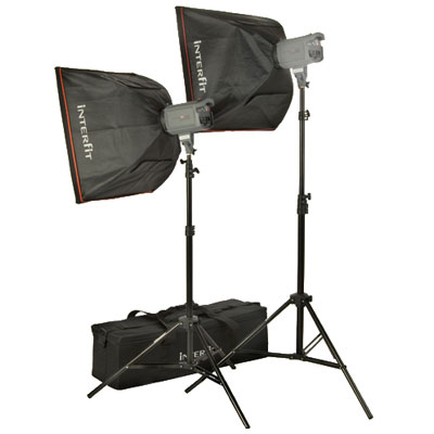 This Interfit Stellar 150 flash twin softbox kit forms the main building blocks of a complete studio