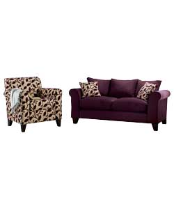 Unbranded Iona Regular Sofa and Accent Chair - Plum
