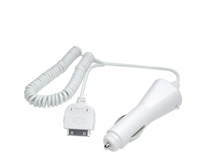 iPod and iPod mini car charger    iPod and iPod Mini Car Charger - White    Save battery usage on