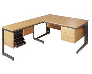 IT elegance L shape desk(one pedestal & tambour unit)
