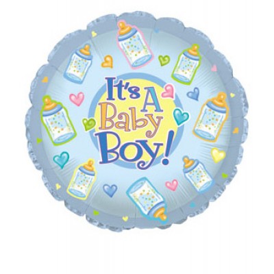 Celebrate the joy of a new arrival with a new baby boy balloon. Delivered inflated with a ribbon and