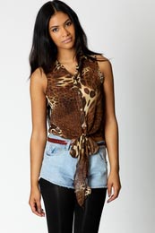 Unbranded Jasmine Leopard Print Knotted Blouse