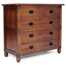 Java Collection dark wood 3 plus 2 draw chest
