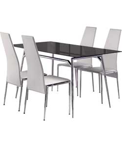 Unbranded Javelin 120cm Black Glass Dining Table and 4