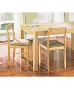 Oak veneered table and 4 solid oak chairs with uph