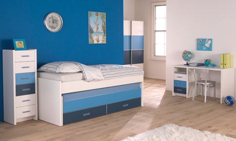 Unbranded Jesper Full Bedroom suite White and Blue