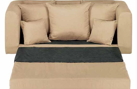 The Jess sofa bed is a scatter back design. featuring a fold out foam double bed and soft. natural-coloured suede-effect cover fabric. Part of the Jess collection Foam fold out Fold out bed mechanism. Small double. Polyester upholstery. Polyester. Pl