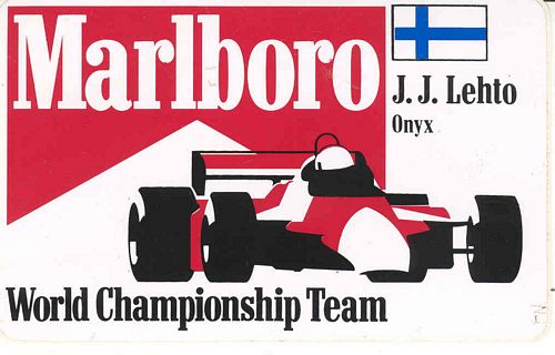 JJ Lehto Onyx Marlboro Championship Sticker (13cm x 8cm)