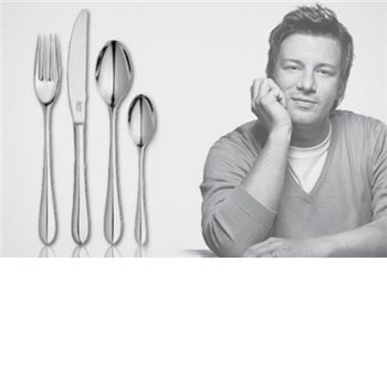 A lovely jubbly set of solid, 18/0 polished stainless steel utensils gets a thumbs up from celebrity chef Jamie Oliver. The set is dishwasher safe and hardy enough to warrant a 15-year guarantee for feasts that go on and on and on. The 32-pieces comp