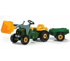 State of the art John Deere tractor with loader and trailer