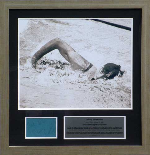 Unbranded Johnny Weissmuller and#8211; signed and framed presentation