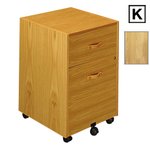 (K) Scandinavian Real Wood Veneer 2 Drawer Mobile Filing Cabinet-Oak