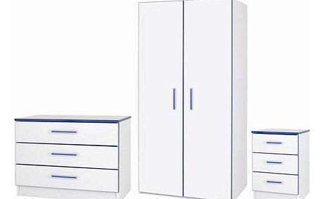 Decorate your childs bedroom with the beautiful Kiddi bedroom set in blue. Featuring a great selection of bedroom essentials including a wardrobe. chest of drawers. and a bedside table. This set will provide excellent storage space along with fantast