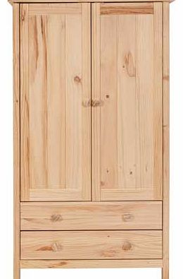 Part of the charming Scandinavia range. this kids wardrobe is constructed with untreated solid pine you can stain. paint or varnish to create your own look. It has two doors and two drawers with natural wooden runners. Part of the Scandinavia collect