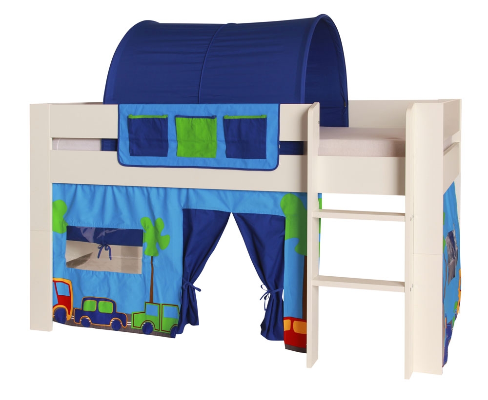 Unbranded Kids World White Mid Sleeper Bed with blue