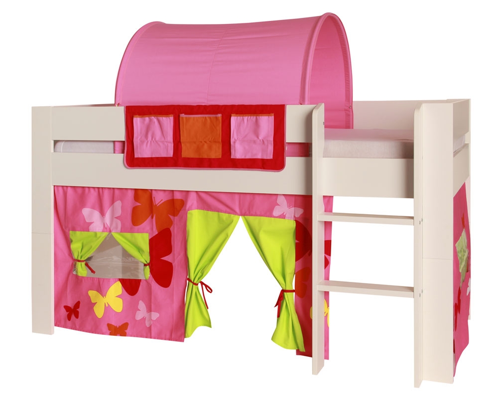Unbranded Kids World White Mid Sleeper Bed with pink