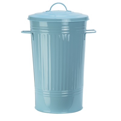 Metal retro Kitchen Bin in Blue with lid  63cm x 36 dia cm     This is a great bin use it not only