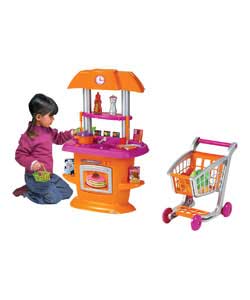 Space saving kitchen and shop in one plus shopping trolley!Features hob, oven, sink and breakfast ba