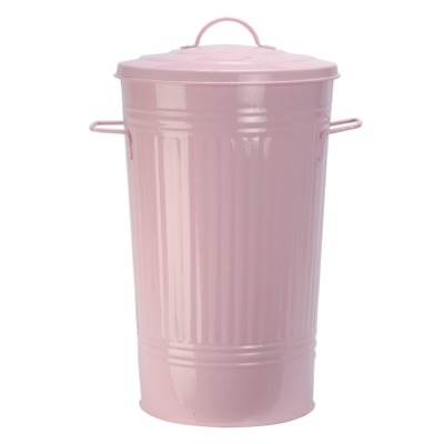 Metal retro Kitchen Bin in Pink with lid  63cm x 36 dia cm     This is a great bin use it not only