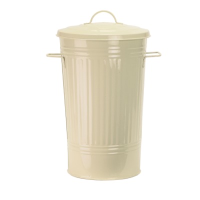Metal retro Kitchen Bin in Cream with lid  63cm x 36 dia cm   This is a great bin ideal for storing