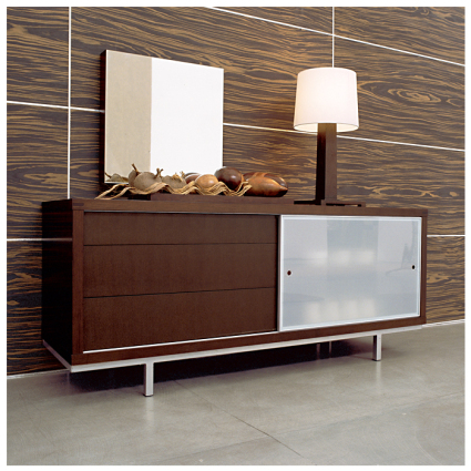 Ideal for storing plates and cutlery  this contemporary sideboard is suitable for that modern dining