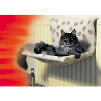 Radiator bed for cats. Pawprint soft warm fleece bed. Washable cover. All cats love a warm bed - jus
