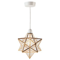 Height: 240mm Width: 220mm Depth: 220mm, Requires max 1 x 60w GLS bulb, Star pendant with gold